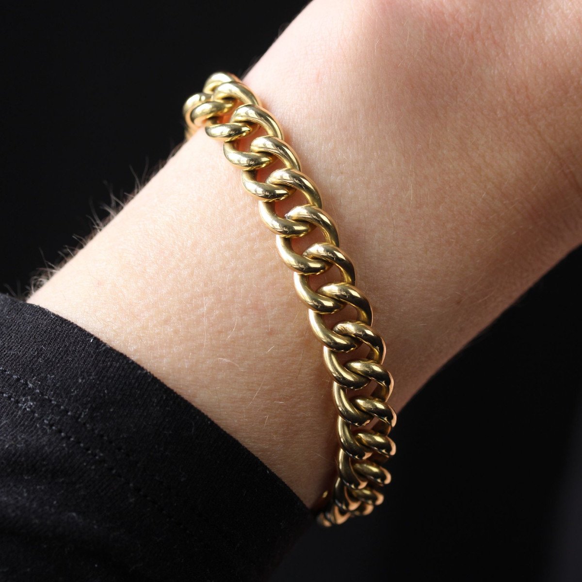 Old Yellow Gold Curb Bracelet-photo-3