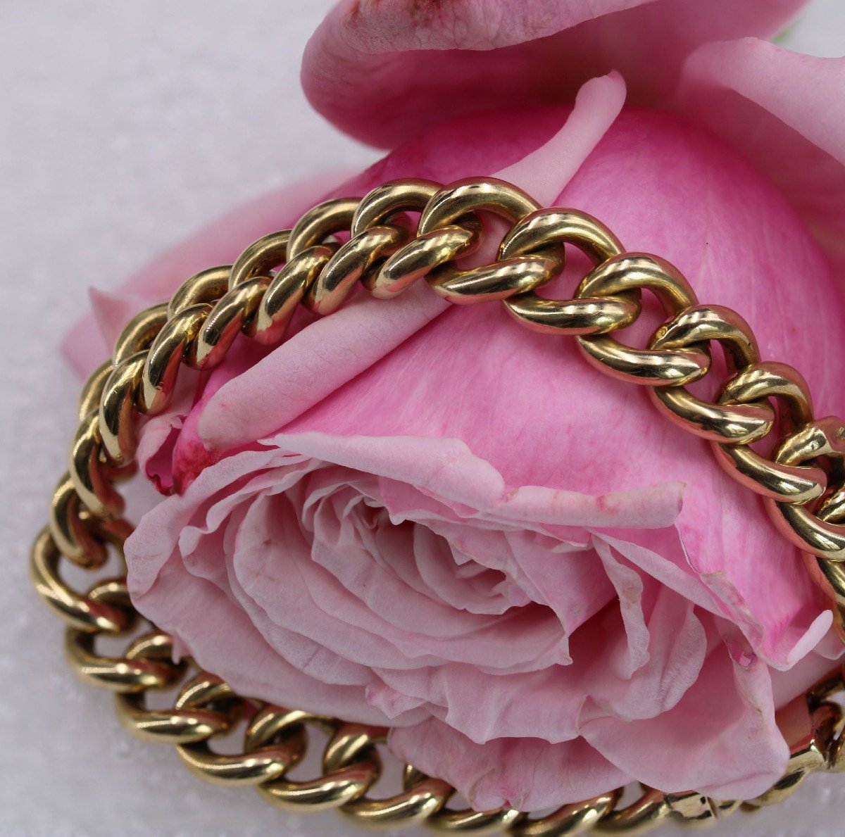 Old Yellow Gold Curb Bracelet-photo-4