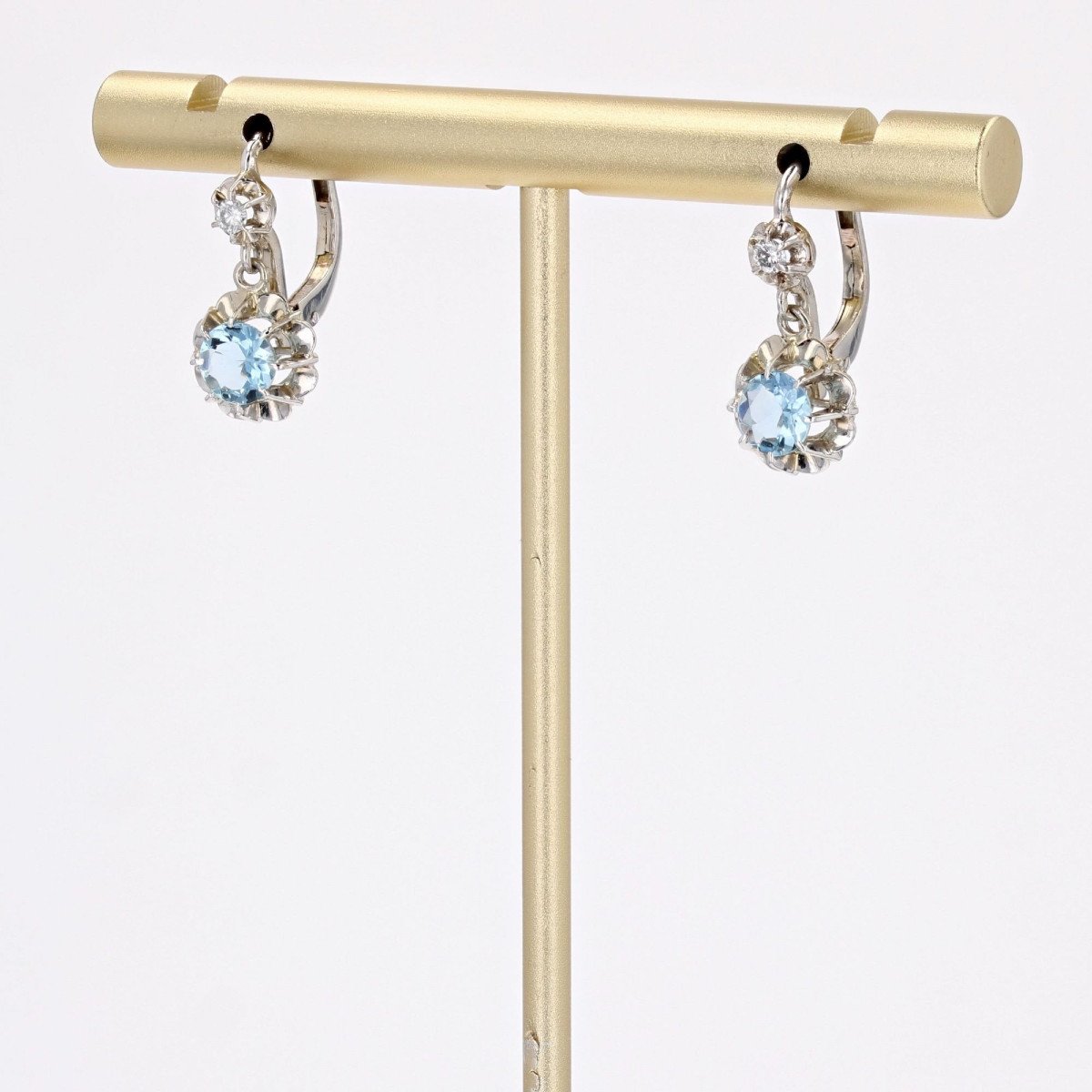 Aquamarine And Diamond Sleeper Earrings-photo-1