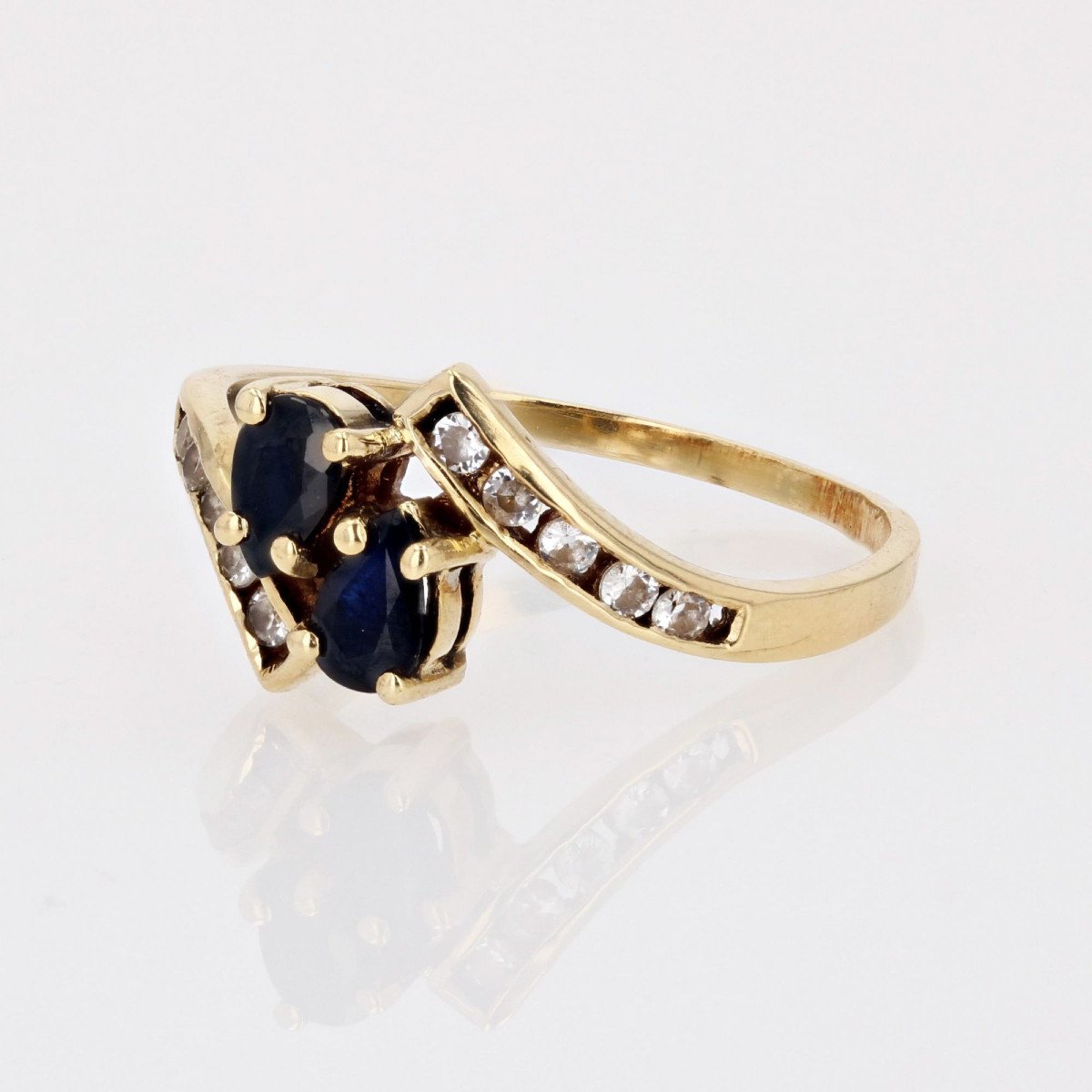 Toi Et Moi Blue And White Sapphires Ring -photo-3