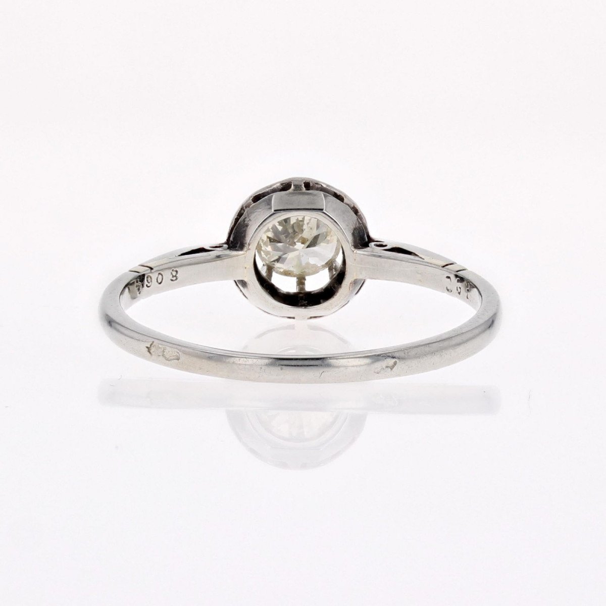 Antique Solitaire White Gold Diamond Champagne-photo-2