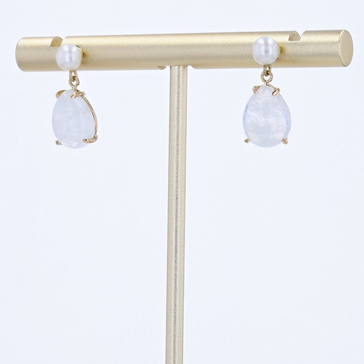 Boucles d'Oreilles Pierres De Lune Et Perles De Culture-photo-2