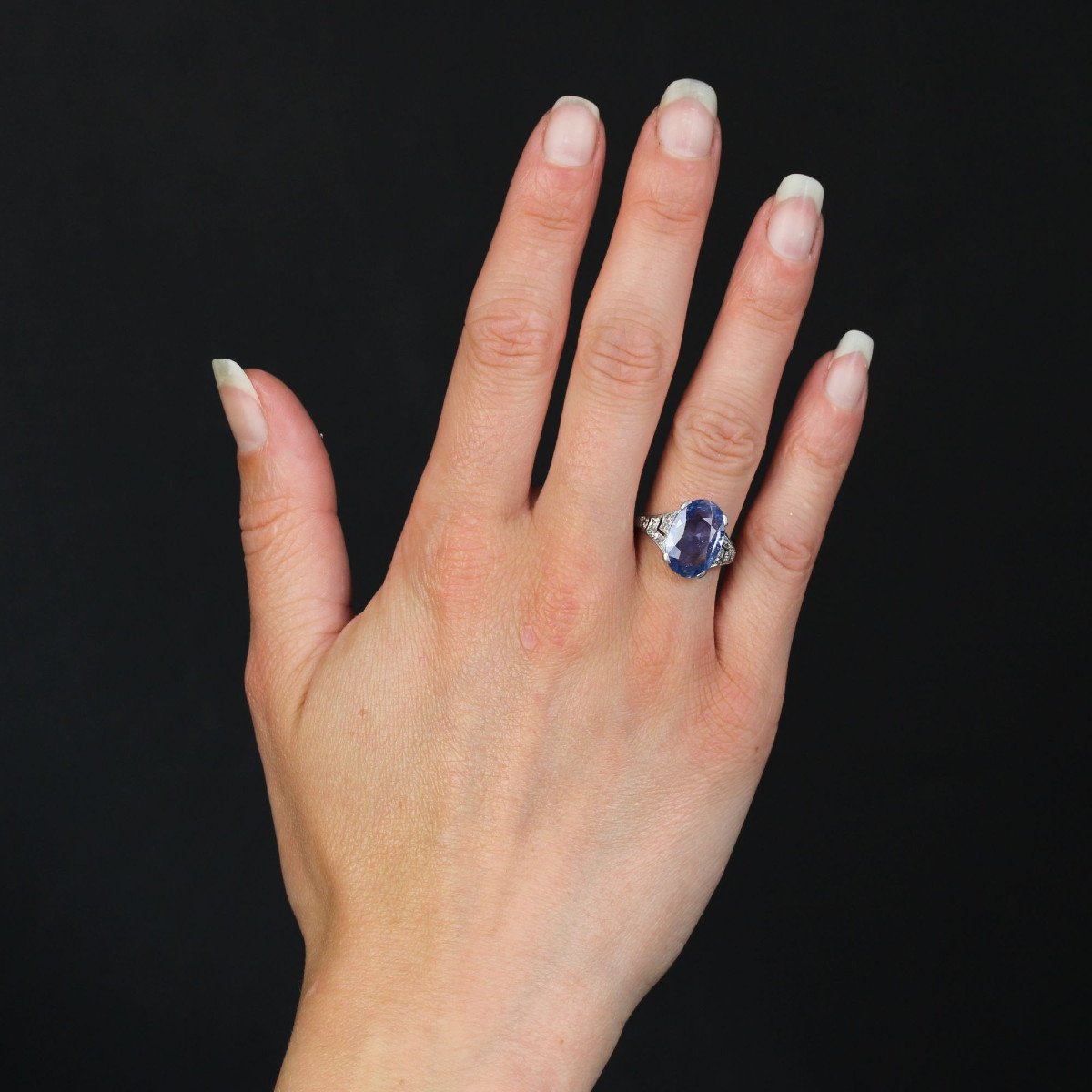 Art Deco Ceylon Sapphire And Diamond Ring-photo-2