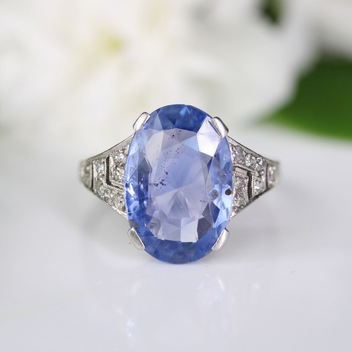 Art Deco Ceylon Sapphire And Diamond Ring-photo-3