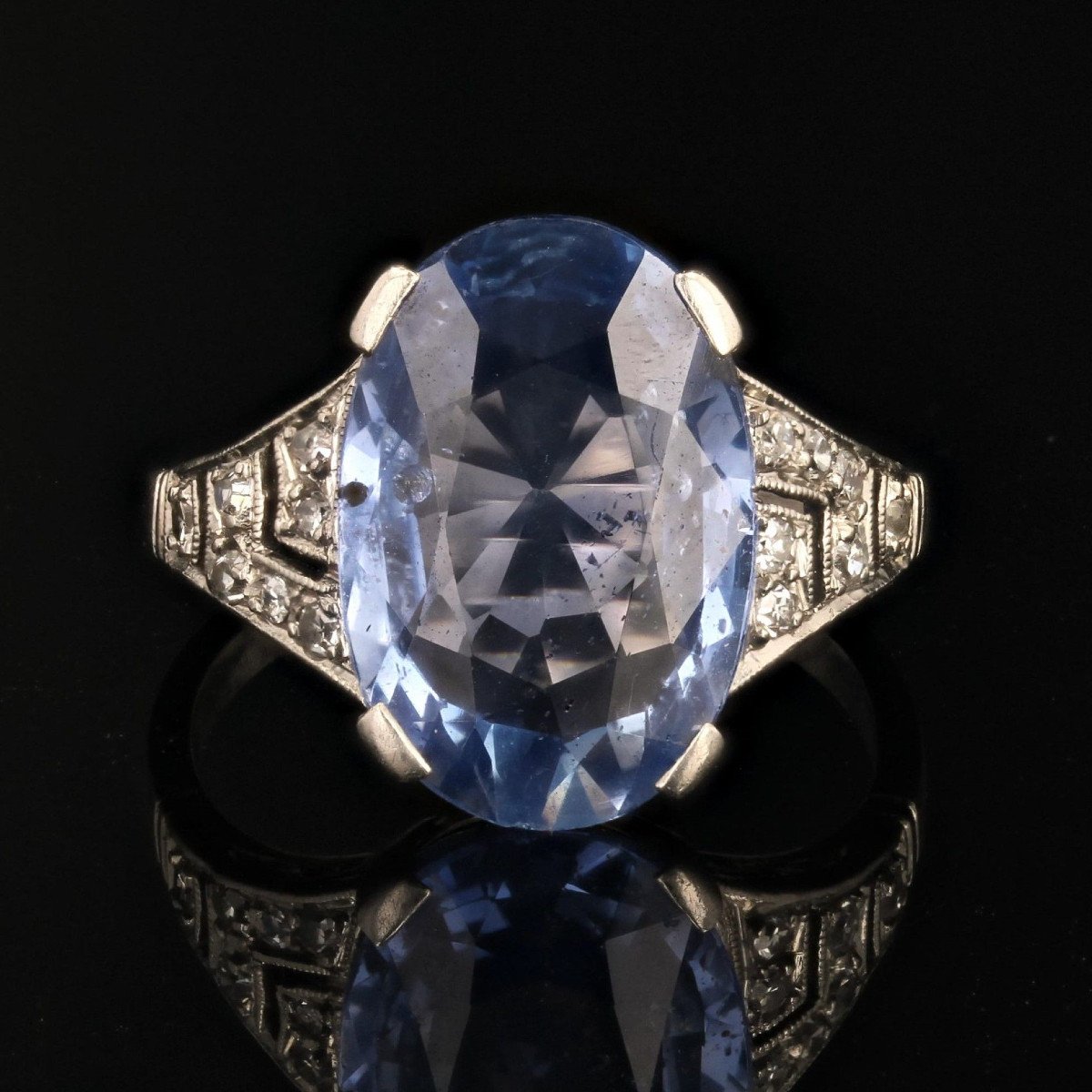 Art Deco Ceylon Sapphire And Diamond Ring-photo-1