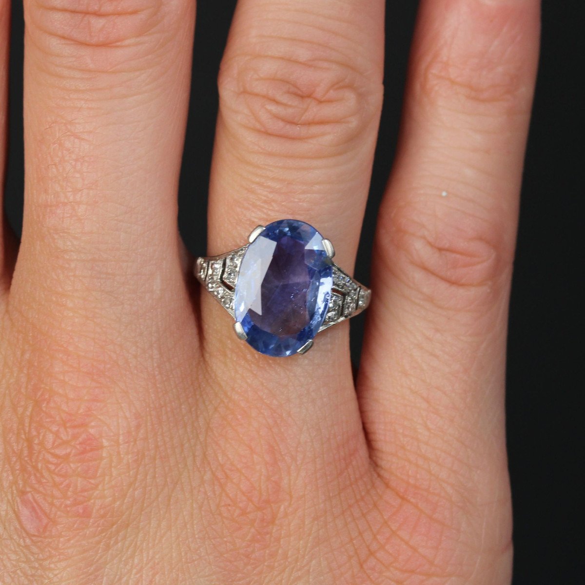 Art Deco Ceylon Sapphire And Diamond Ring-photo-2