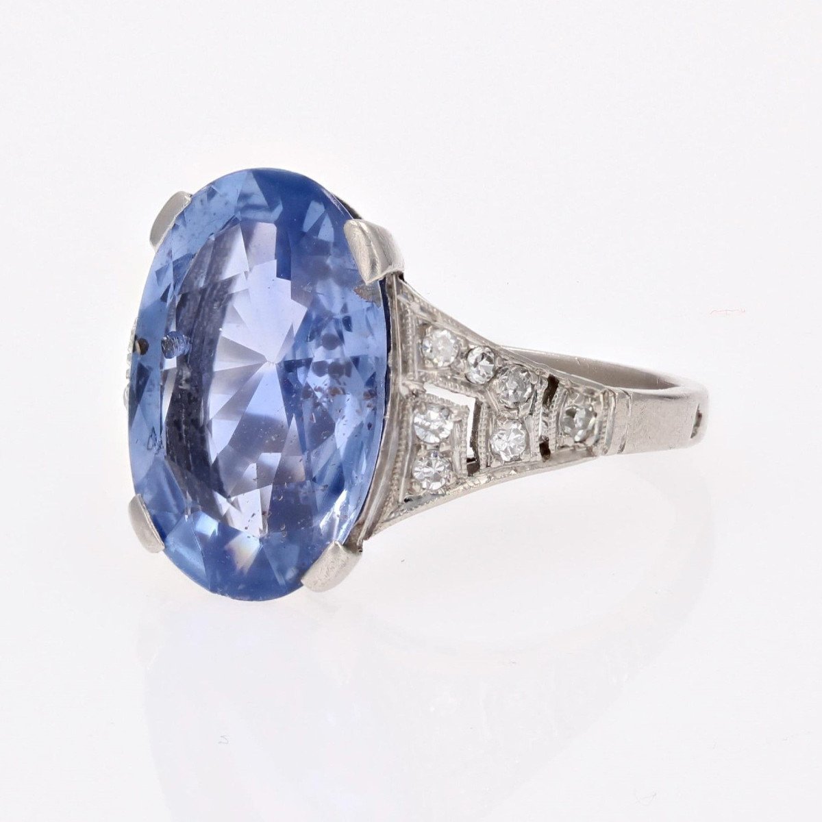 Art Deco Ceylon Sapphire And Diamond Ring-photo-4