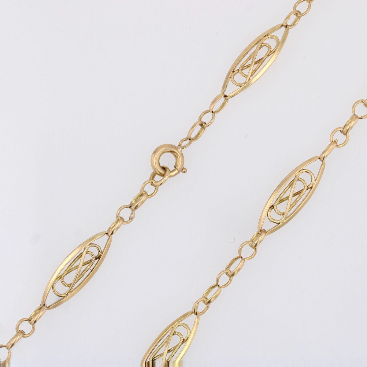 Old Yellow Gold Chain With Shuttle Links-photo-6