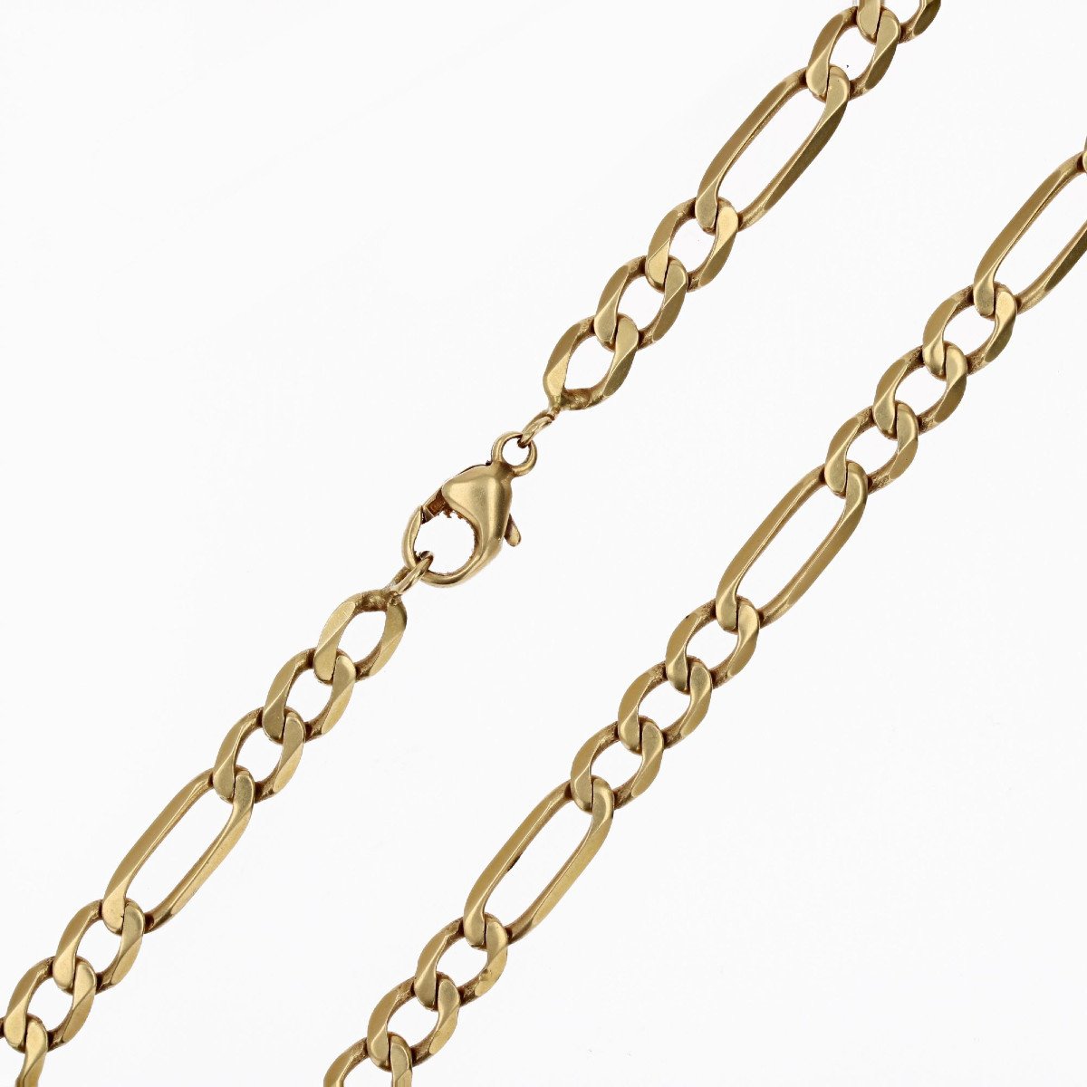 Flat Yellow Gold Limed Alternating Curb Chain-photo-3