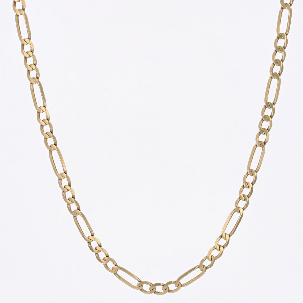 Flat Yellow Gold Limed Alternating Curb Chain-photo-4