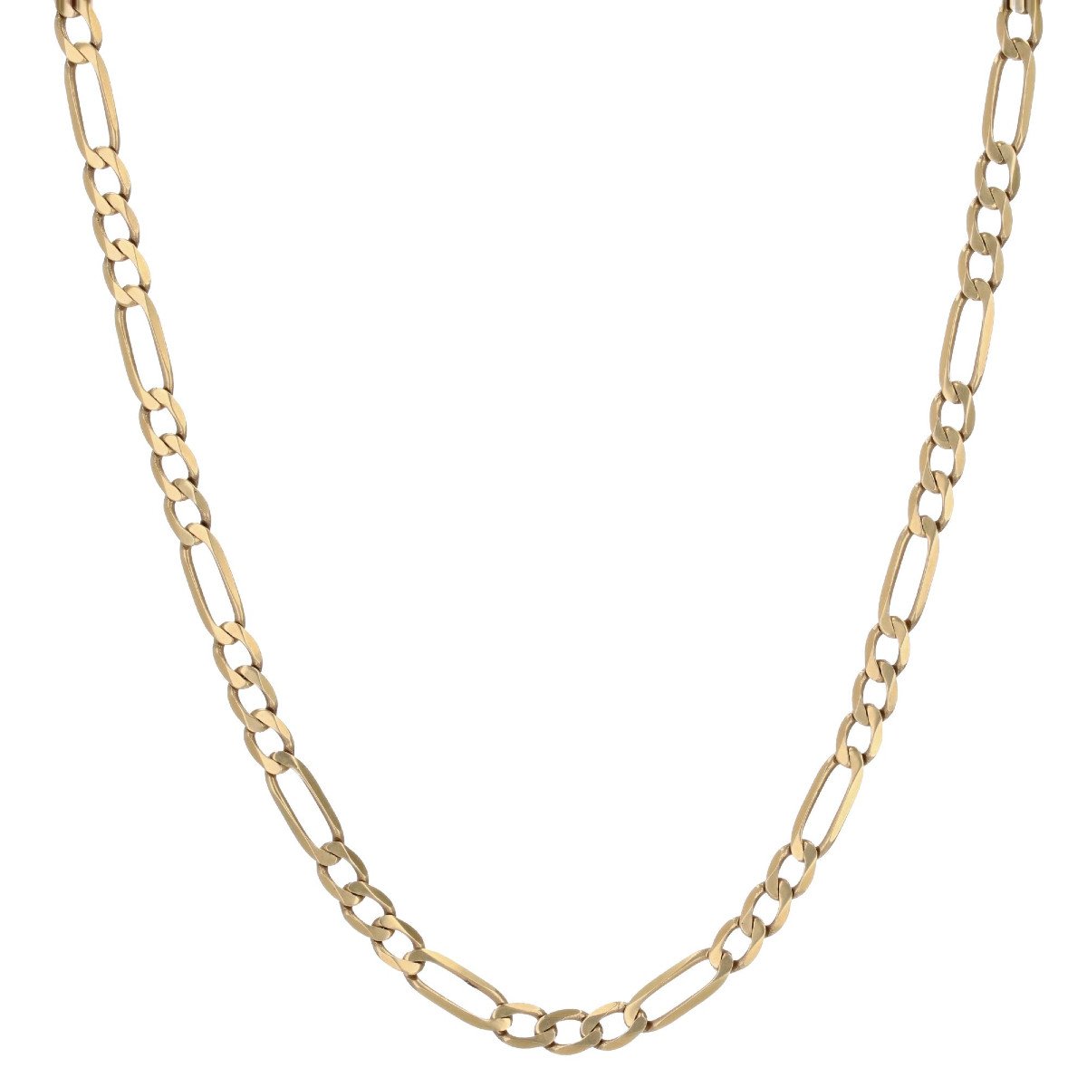 Flat Yellow Gold Limed Alternating Curb Chain