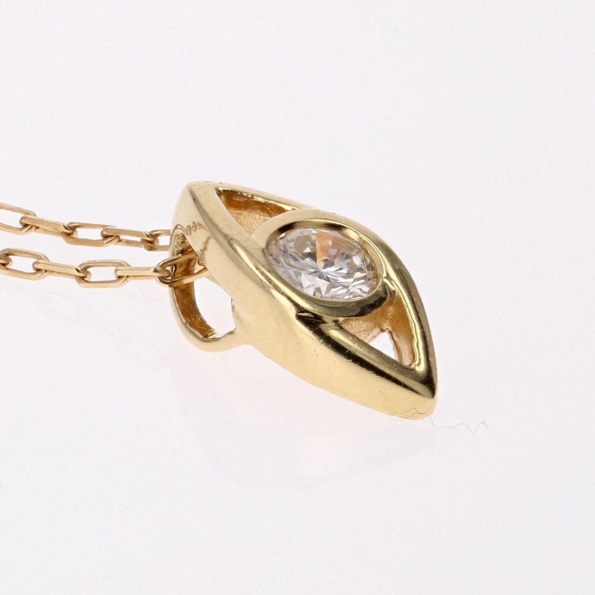 Collier Or Jaune Pendentif œil Diamant-photo-3