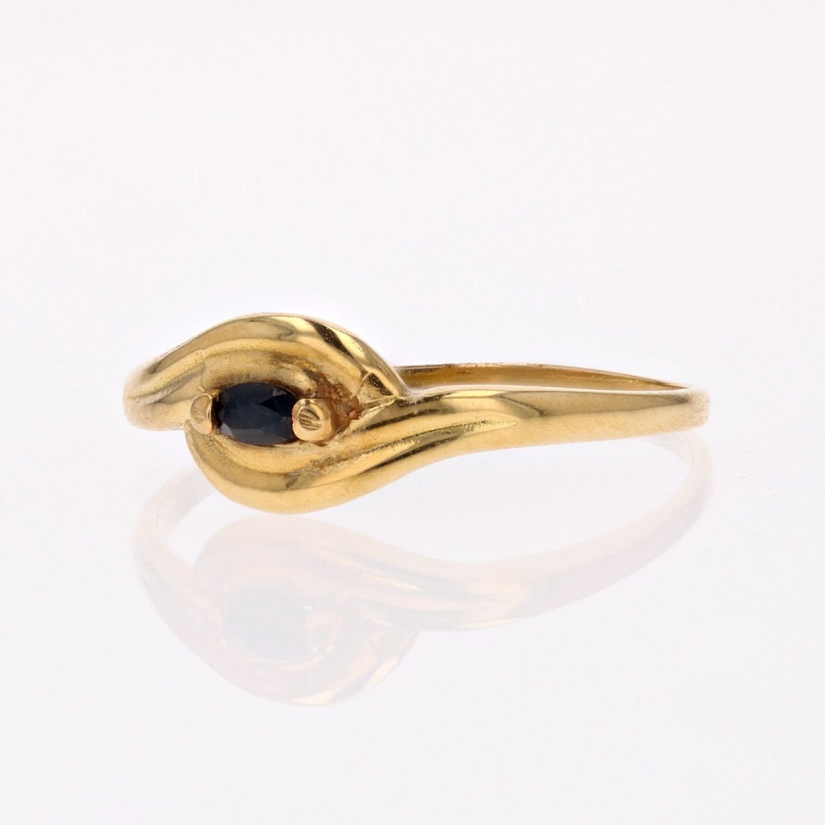 Yellow Gold Sapphire Ring Wave Decor-photo-3