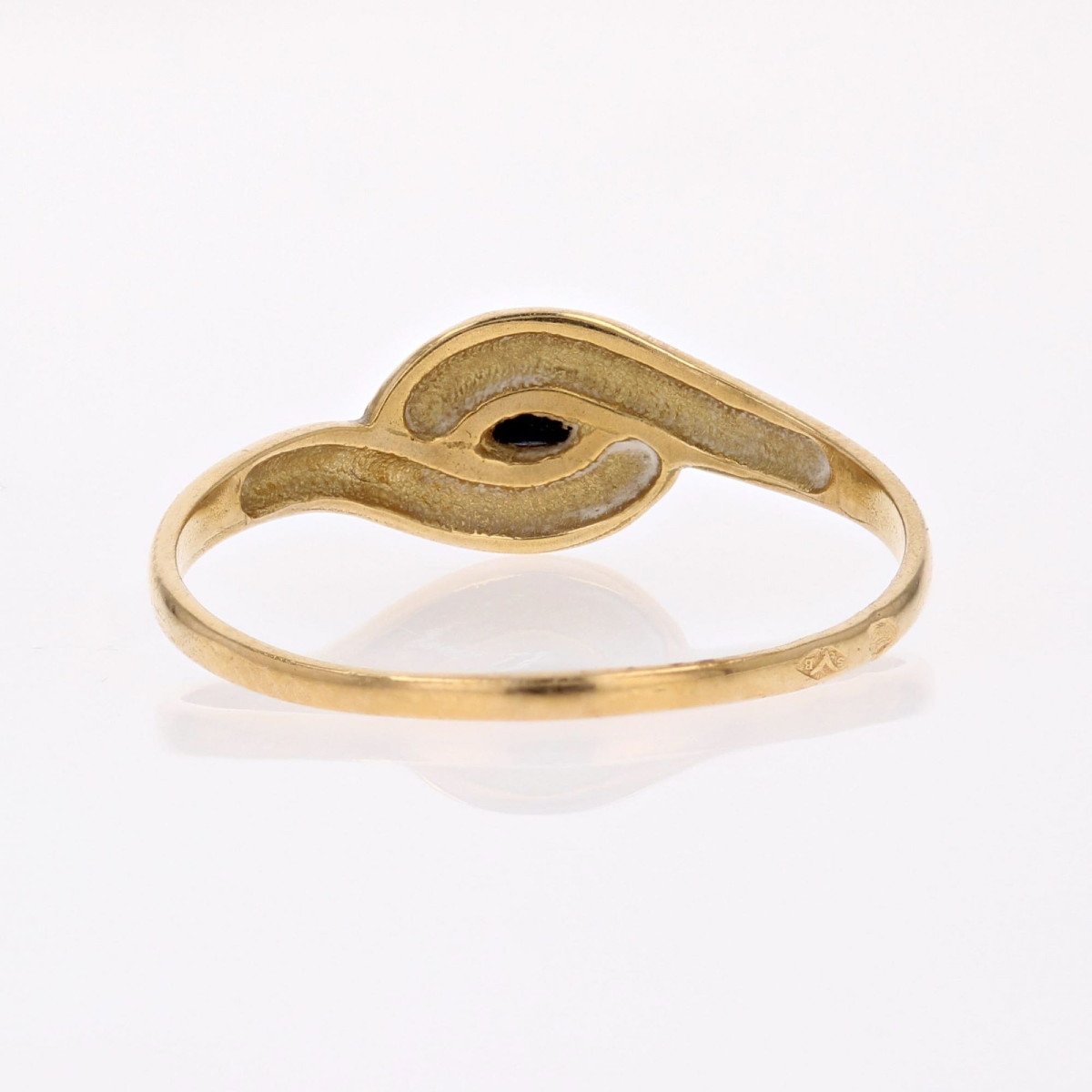 Yellow Gold Sapphire Ring Wave Decor-photo-2