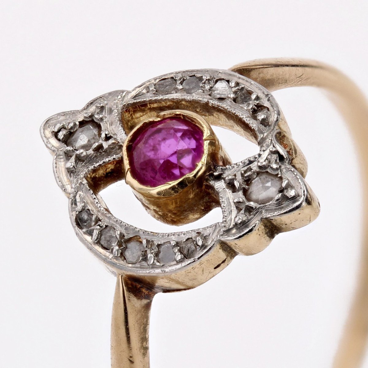 Antique Ruby And Rose Cut Diamond Ring-photo-5