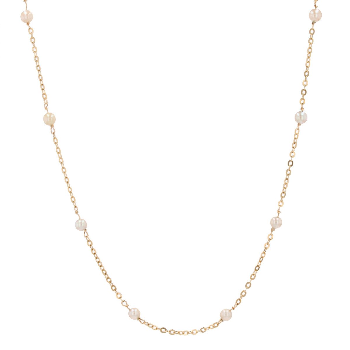 Yellow Gold Chain And Cultured Pearls