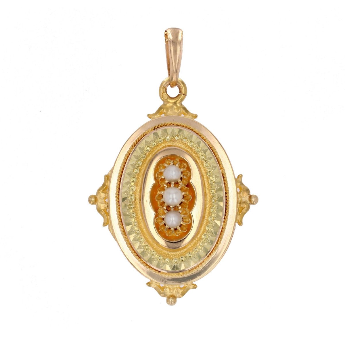 Pendentif Ouvrant Ancien En Or Et Perles