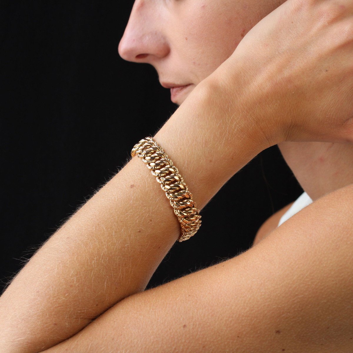 Retro Rose Gold Curb Bracelet-photo-2