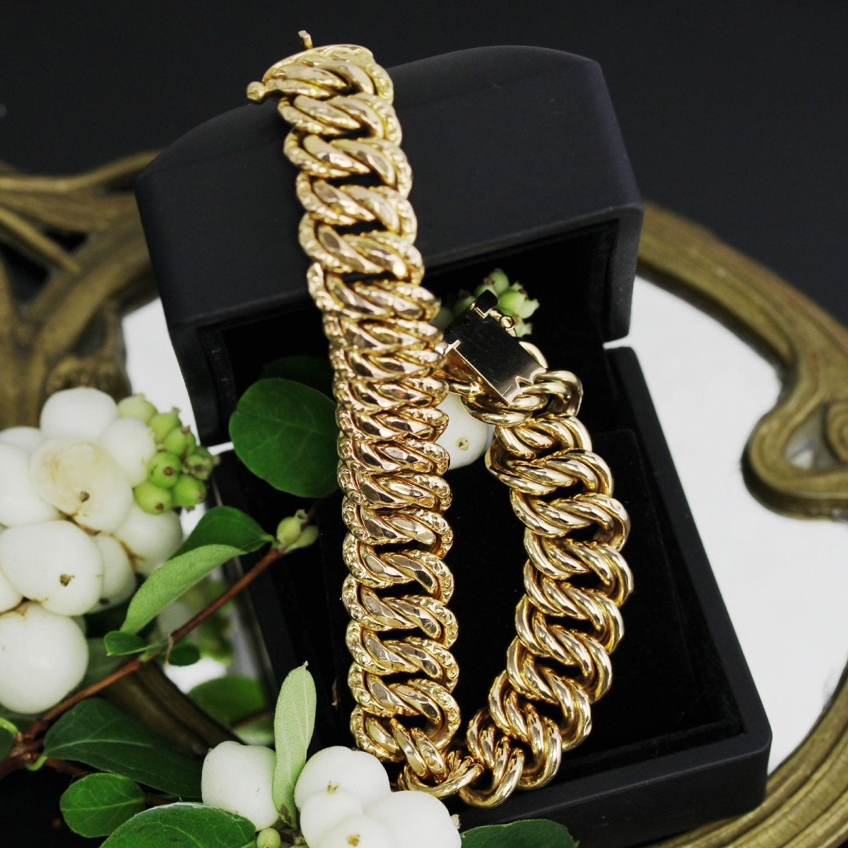 Retro Rose Gold Curb Bracelet-photo-3