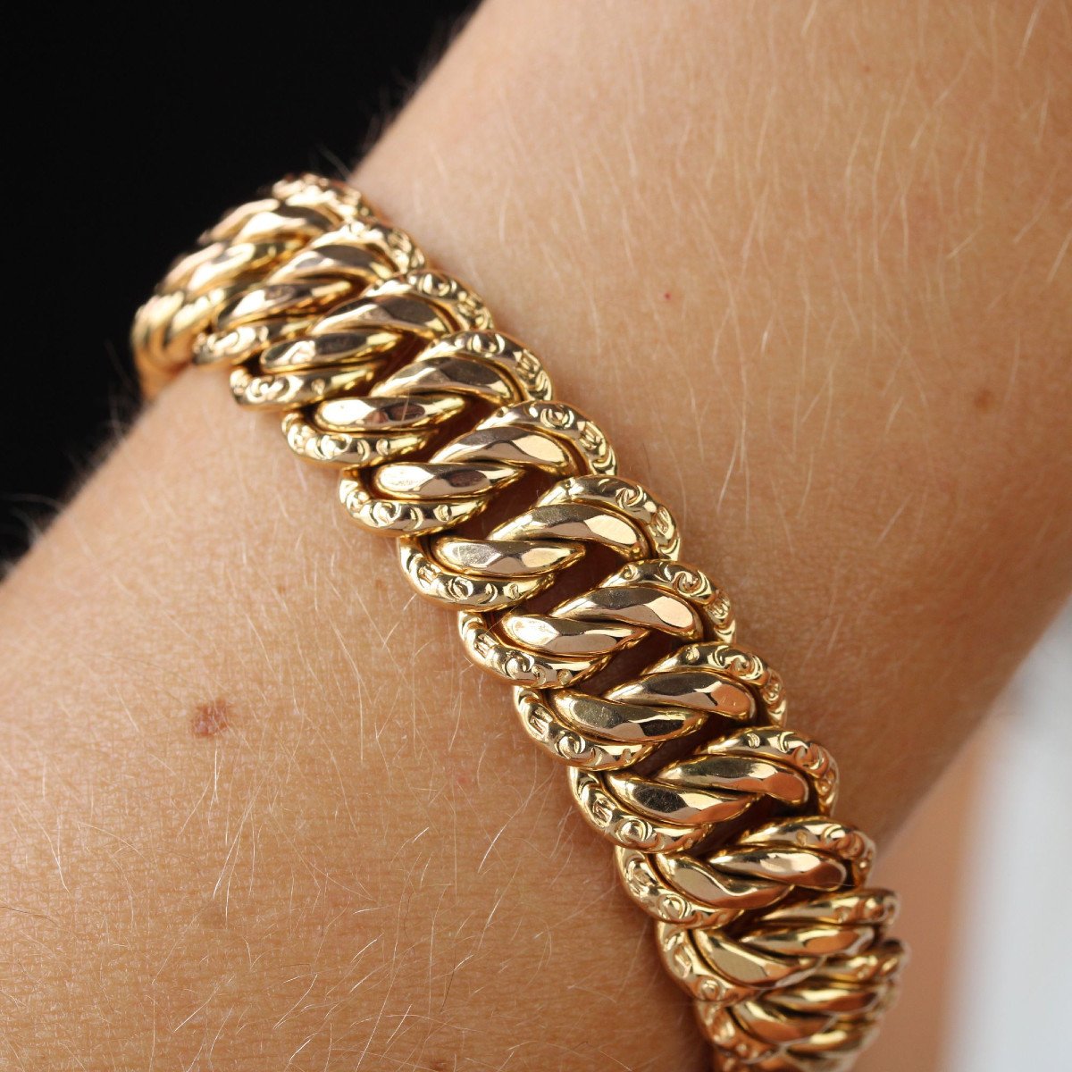 Retro Rose Gold Curb Bracelet-photo-3