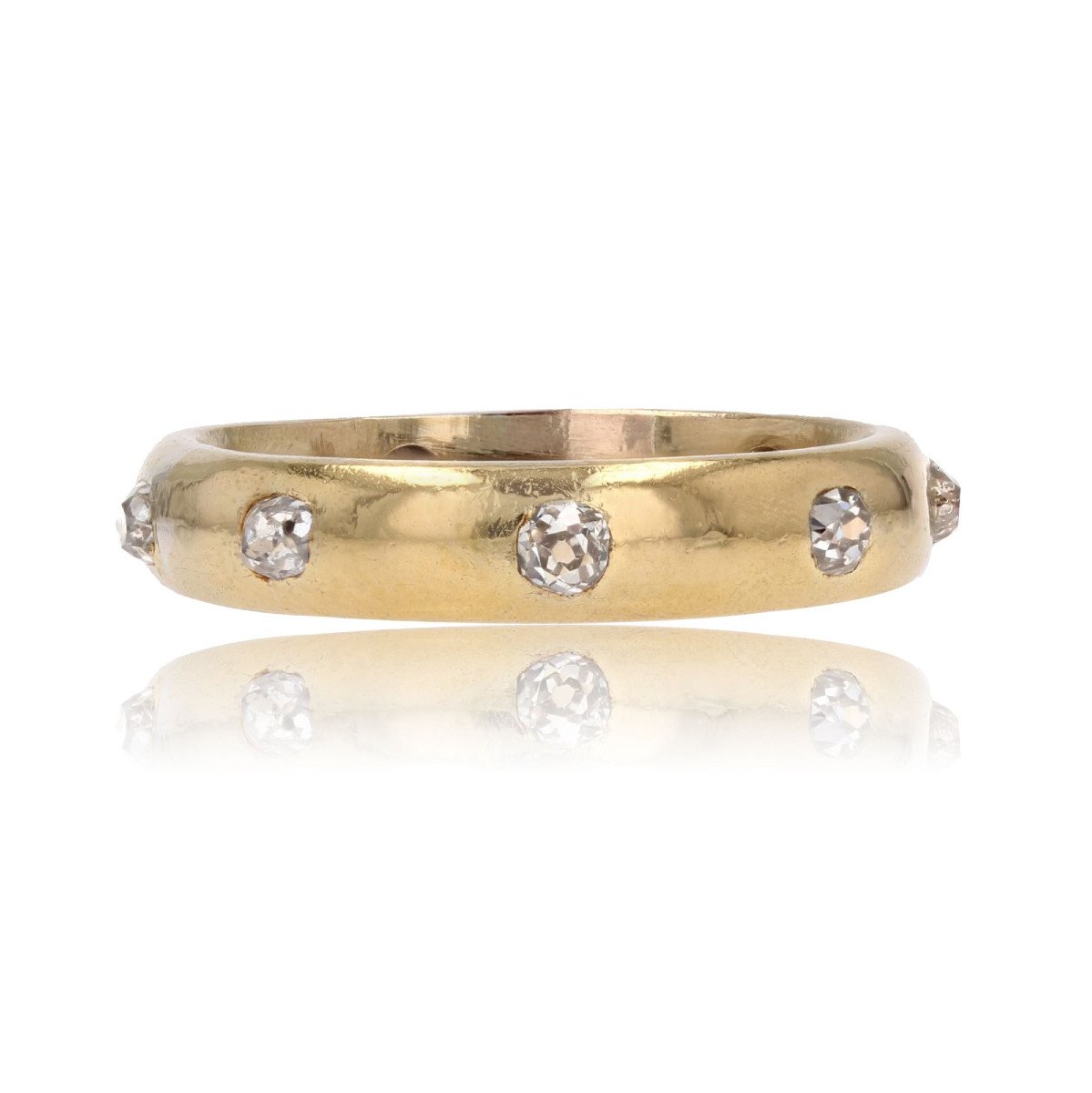 Antique Yellow Gold And Diamond Cushion Wedding Ring