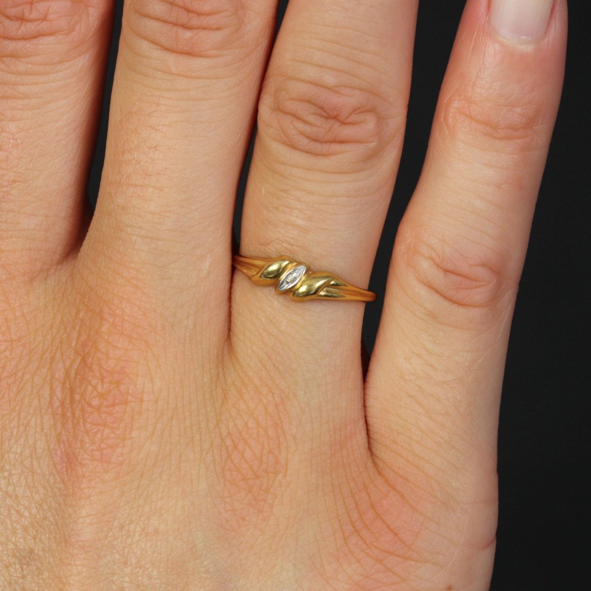 Fine Pre-owned Yellow Gold Diamond Ring-photo-2