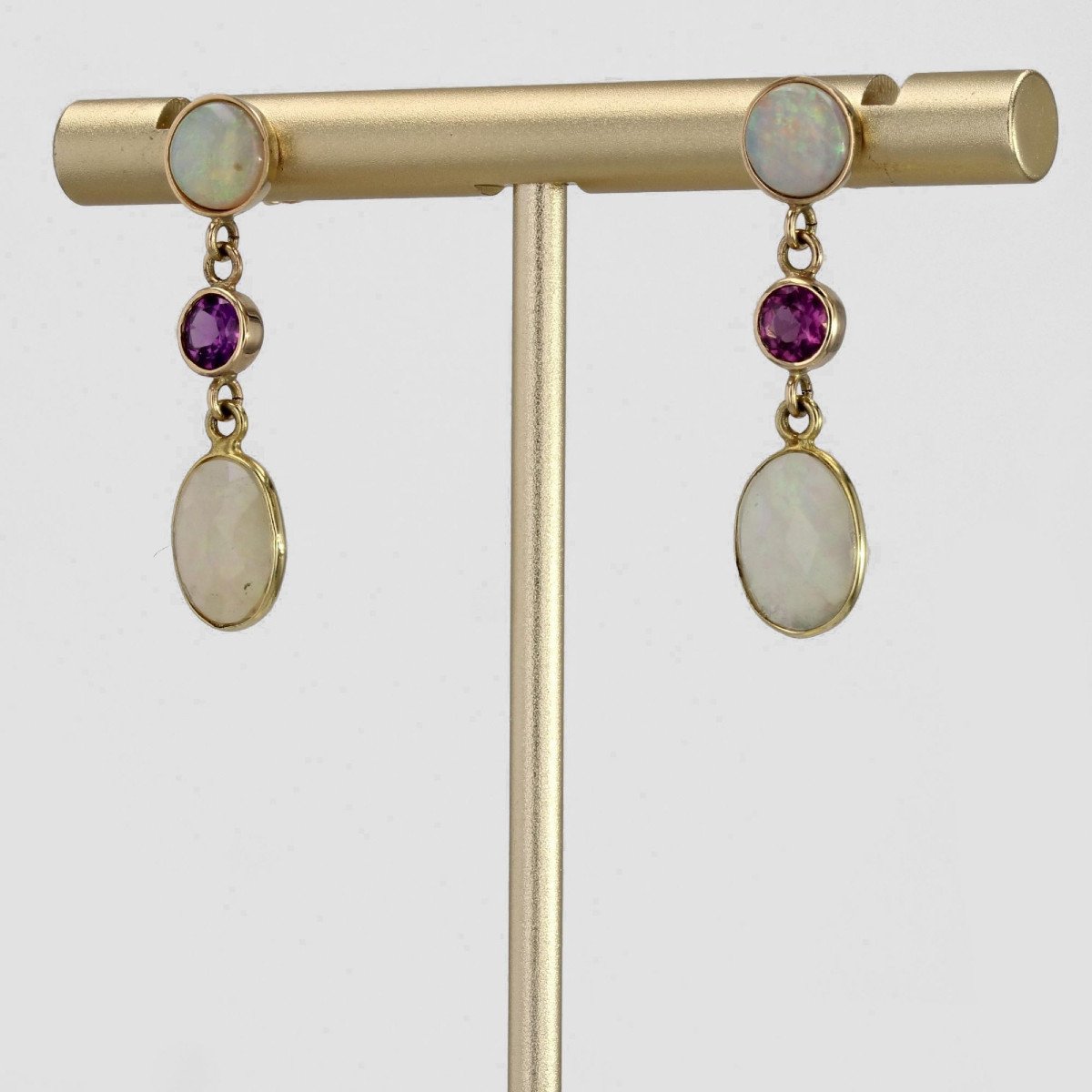 Opal Garnet Dangle Earrings-photo-1