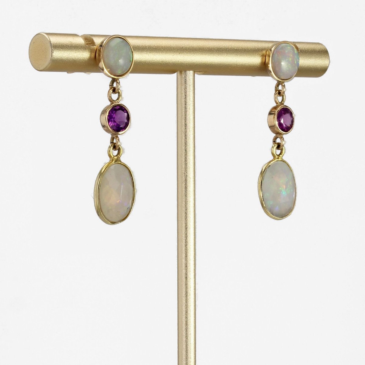 Opal Garnet Dangle Earrings-photo-2