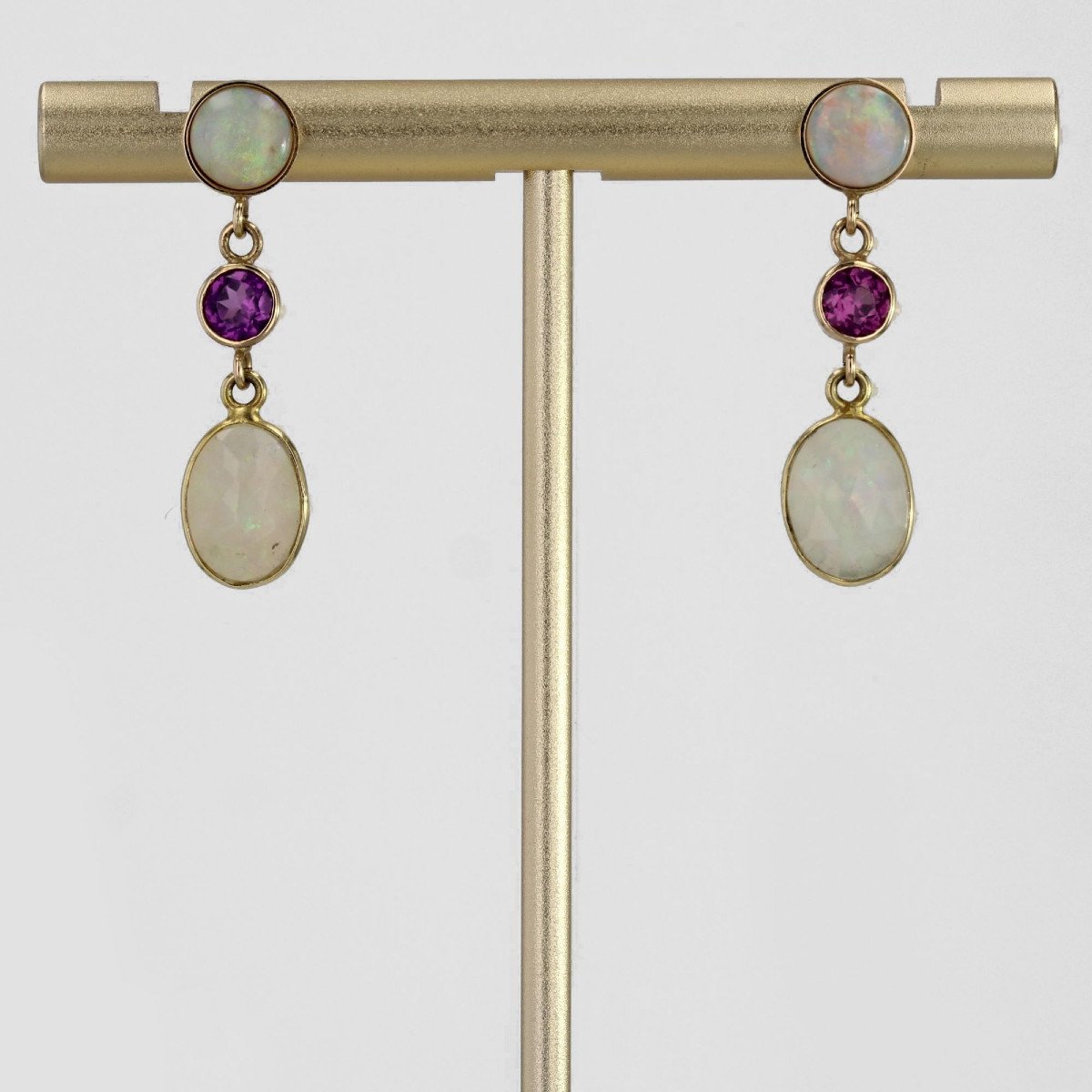 Opal Garnet Dangle Earrings-photo-4