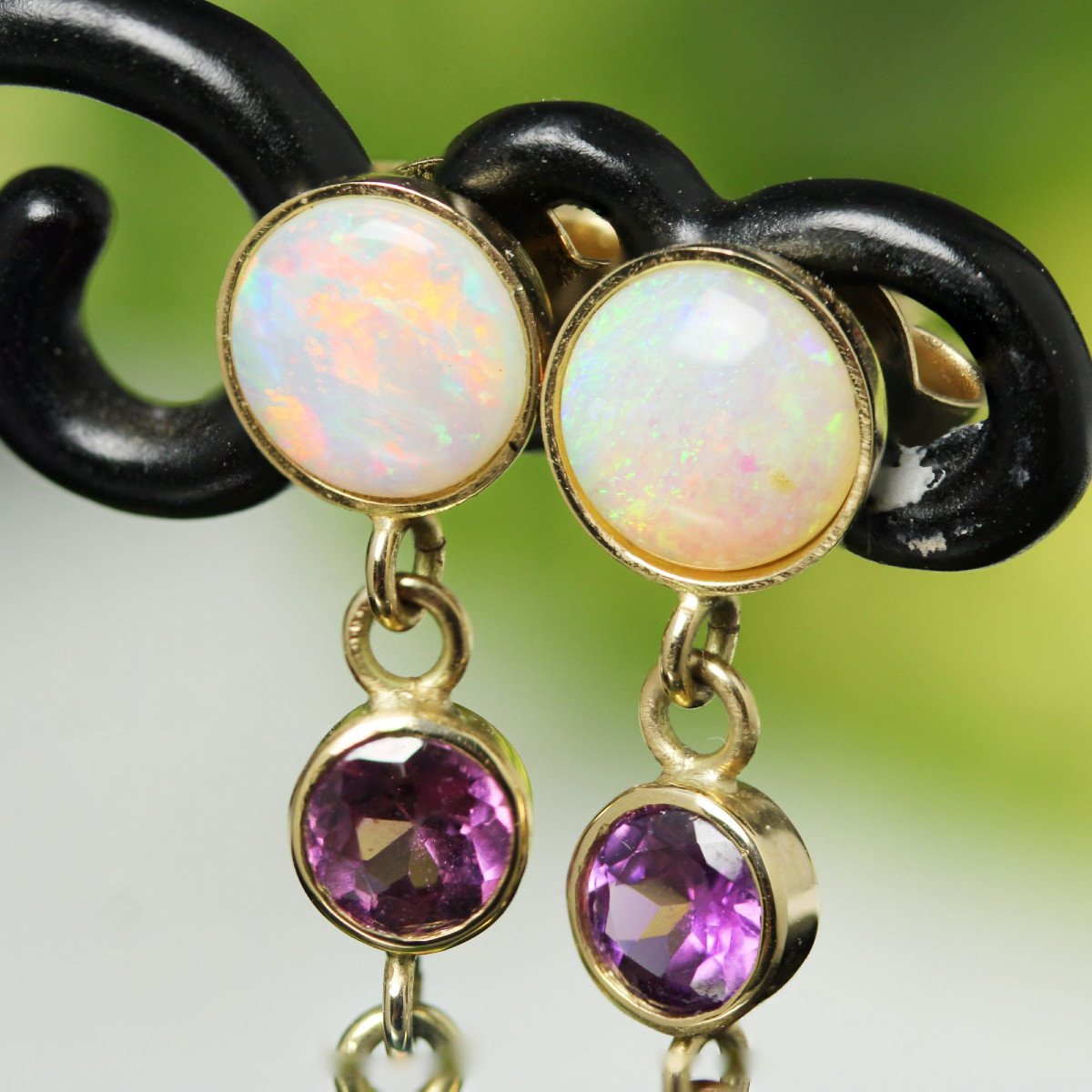 Opal Garnet Dangle Earrings-photo-5