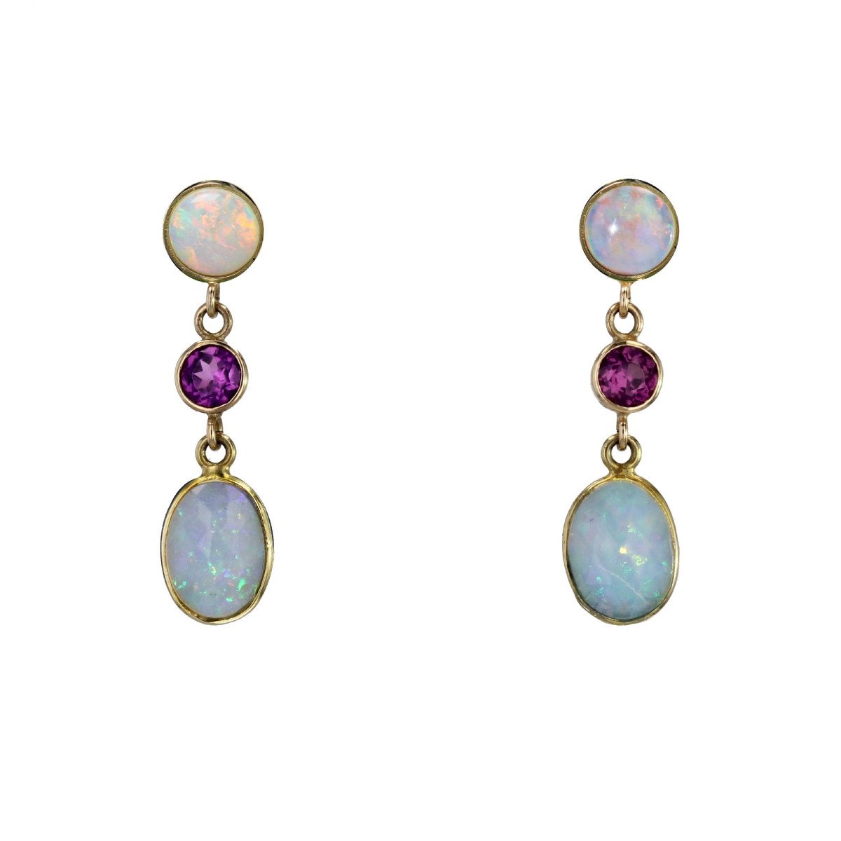 Opal Garnet Dangle Earrings