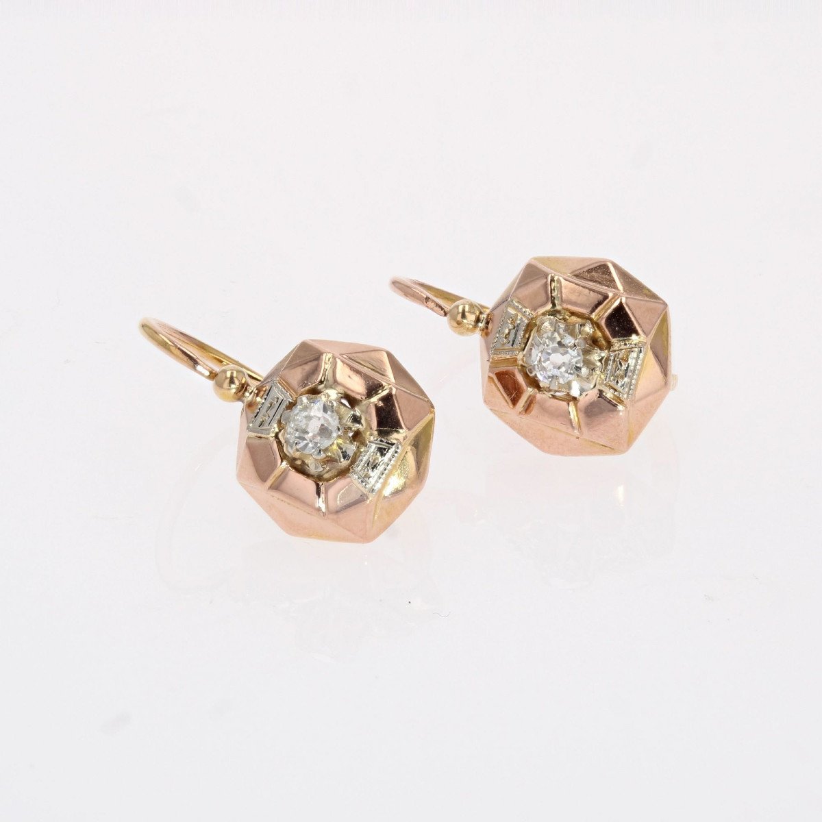 Antique Rose Gold And Diamond Sleepers-photo-4