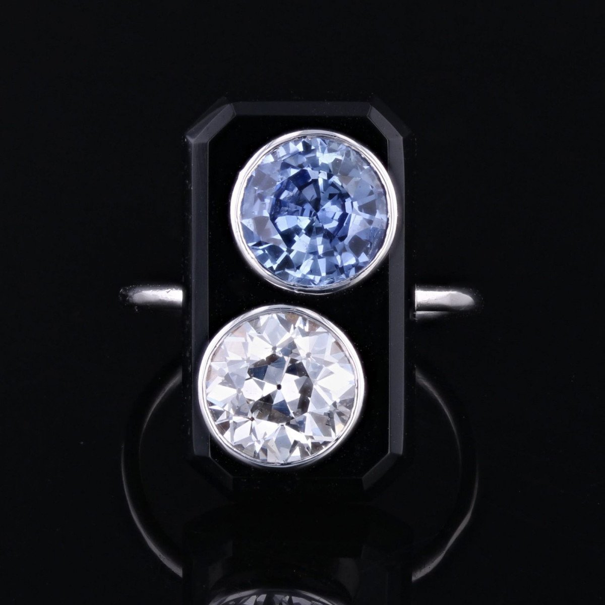 Art Deco Onyx Diamond And Sapphire Ring-photo-1