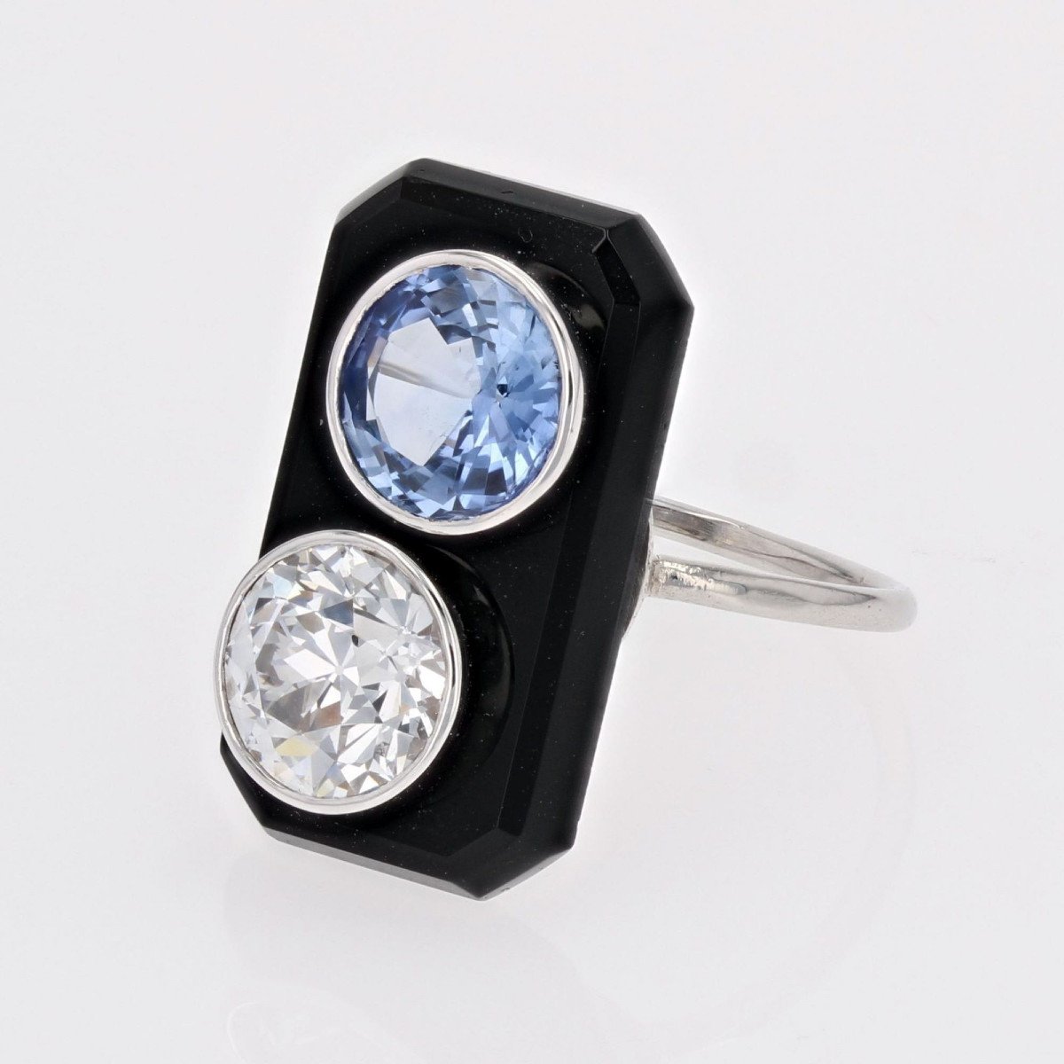 Art Deco Onyx Diamond And Sapphire Ring-photo-5