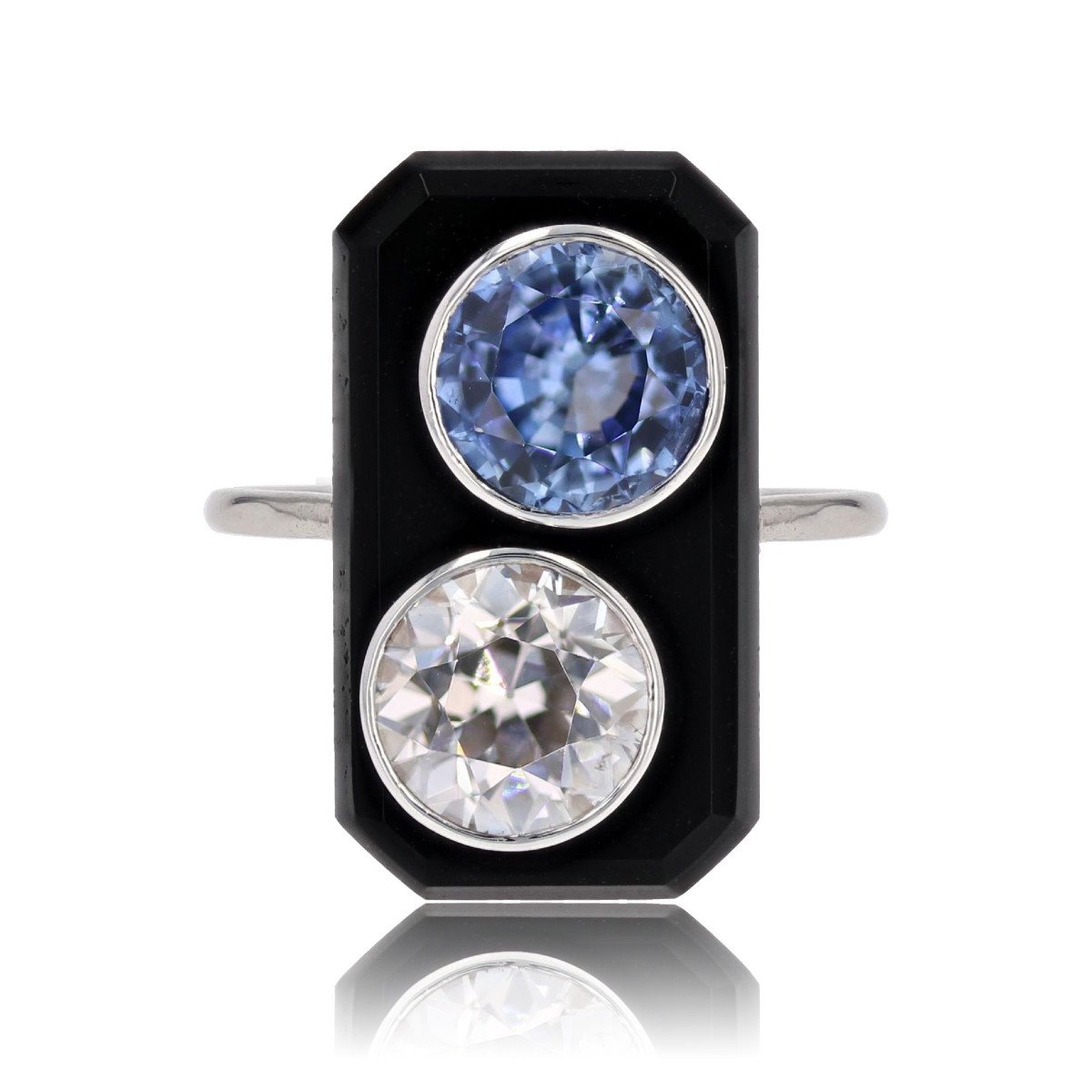 Art Deco Onyx Diamond And Sapphire Ring