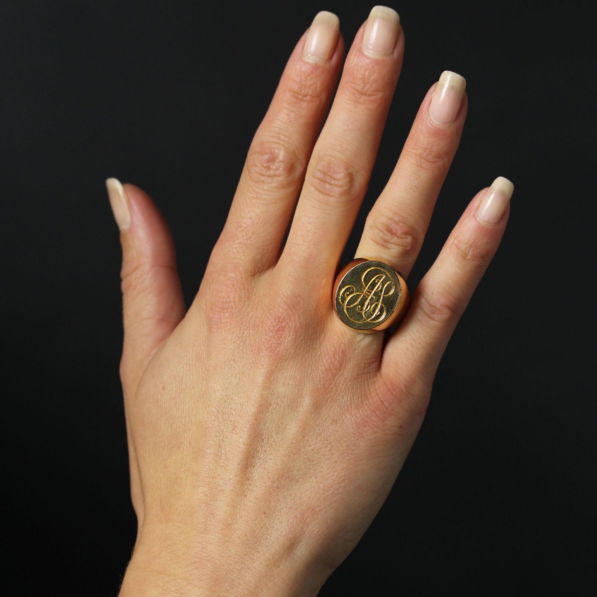 Solid Rose Gold Signet Ring-photo-2