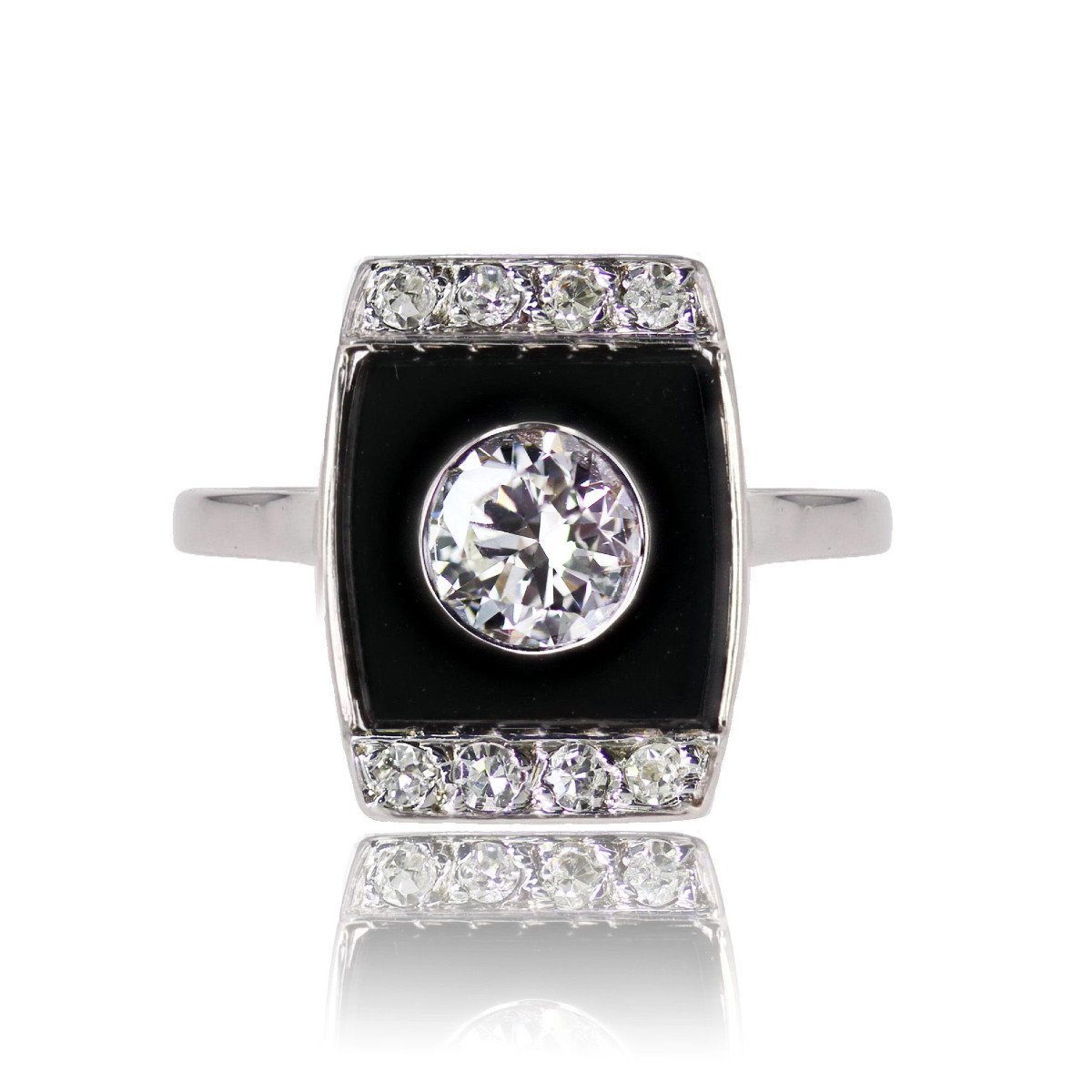 Bague Art Déco Diamants Et Onyx