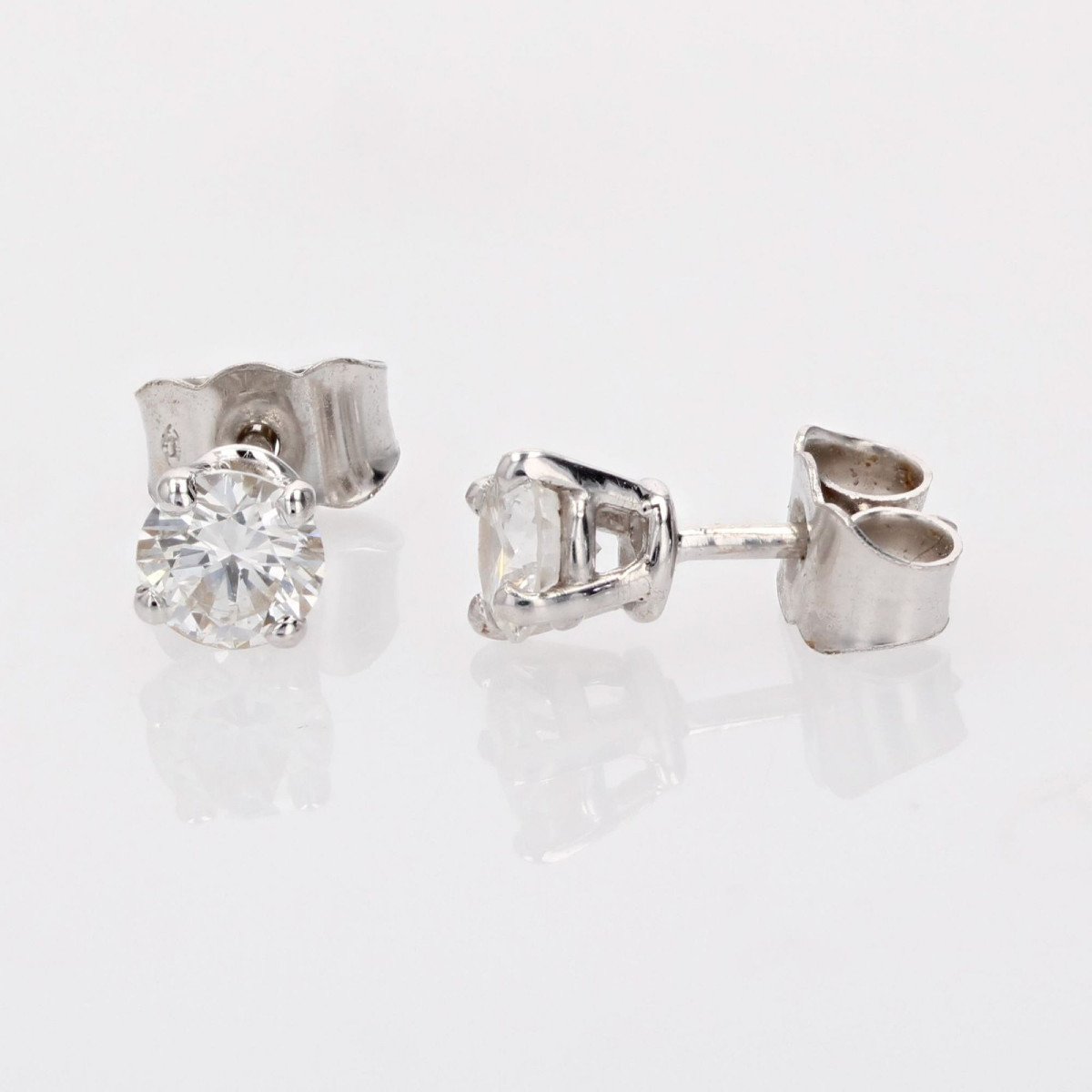 White Gold Diamond Stud Earrings-photo-4