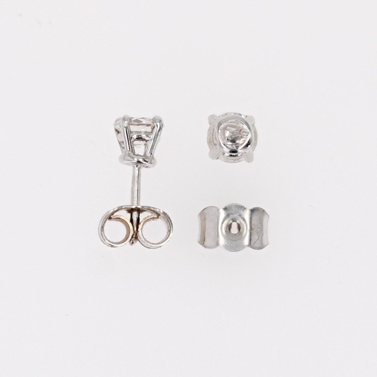 White Gold Diamond Stud Earrings-photo-6