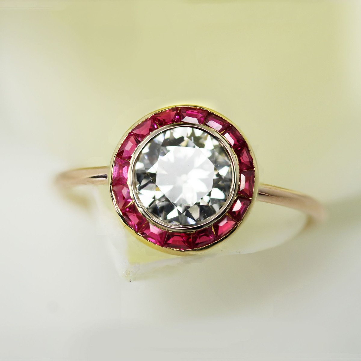 Antique Round Diamond And Ruby Ring-photo-3