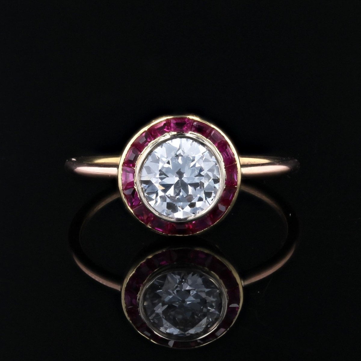 Antique Round Diamond And Ruby Ring-photo-1