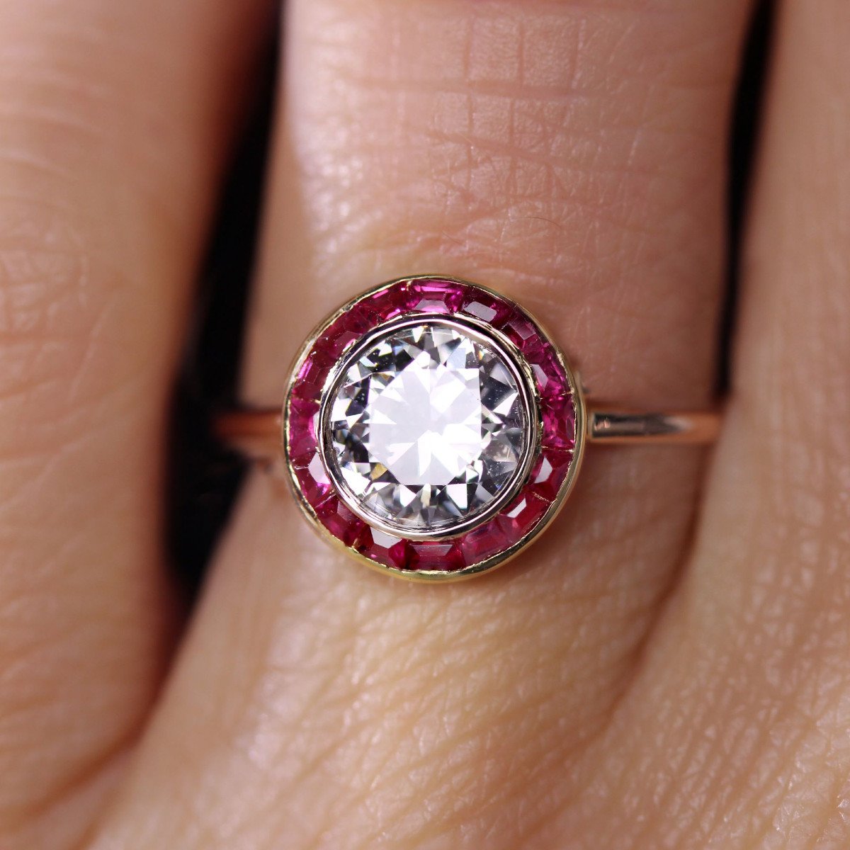 Antique Round Diamond And Ruby Ring-photo-2