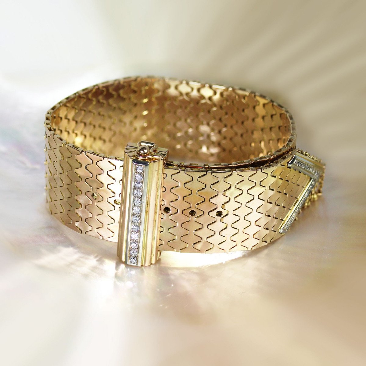 Retro Gold Diamond Belt Bracelet-photo-3