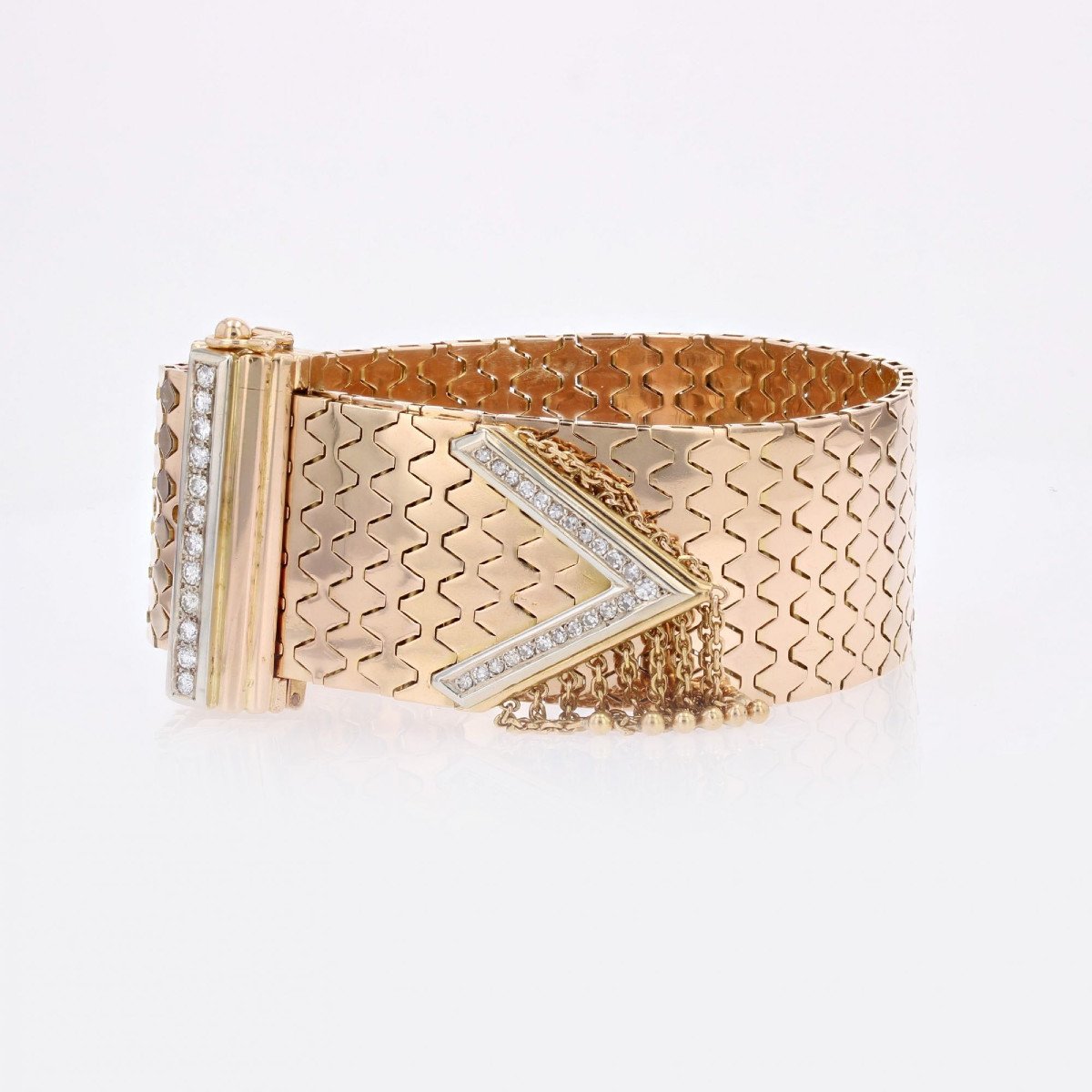 Retro Gold Diamond Belt Bracelet-photo-4