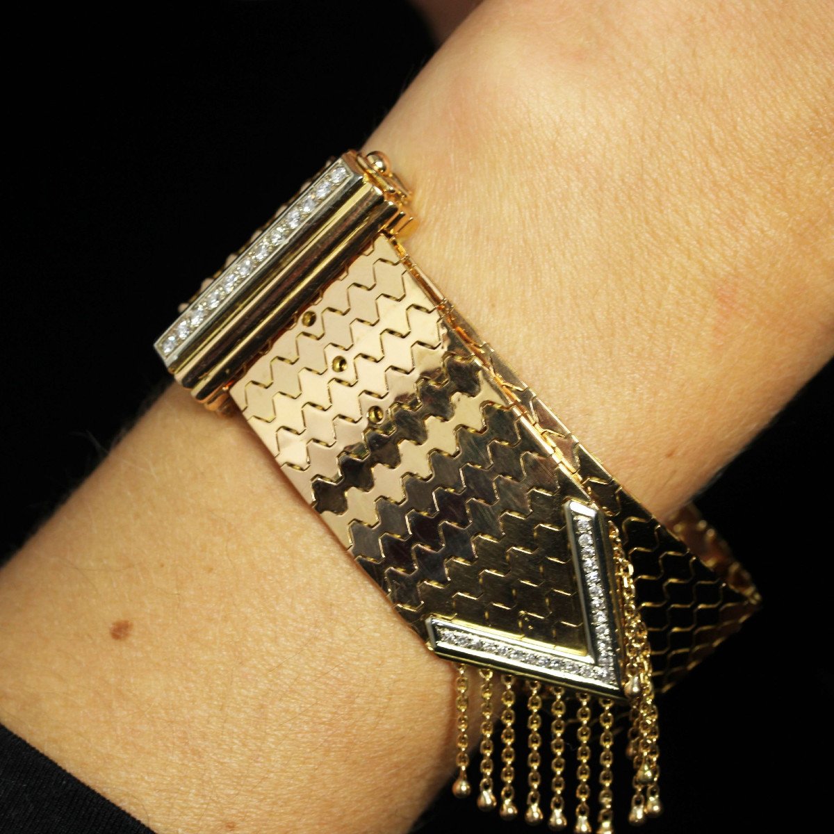 Retro Gold Diamond Belt Bracelet-photo-2