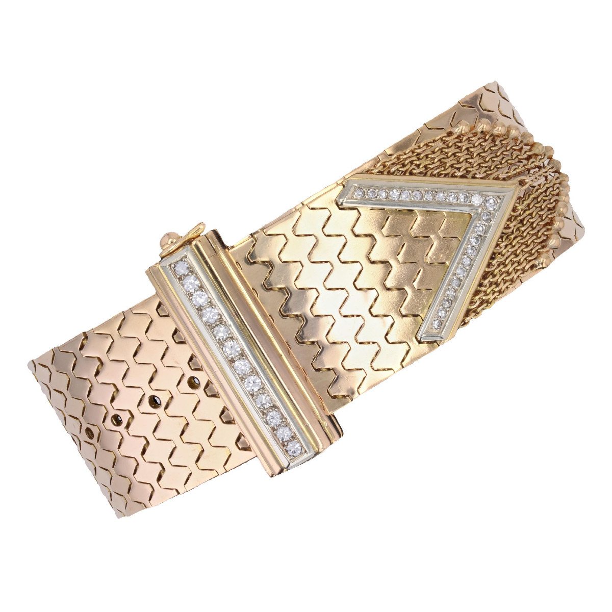 Retro Gold Diamond Belt Bracelet