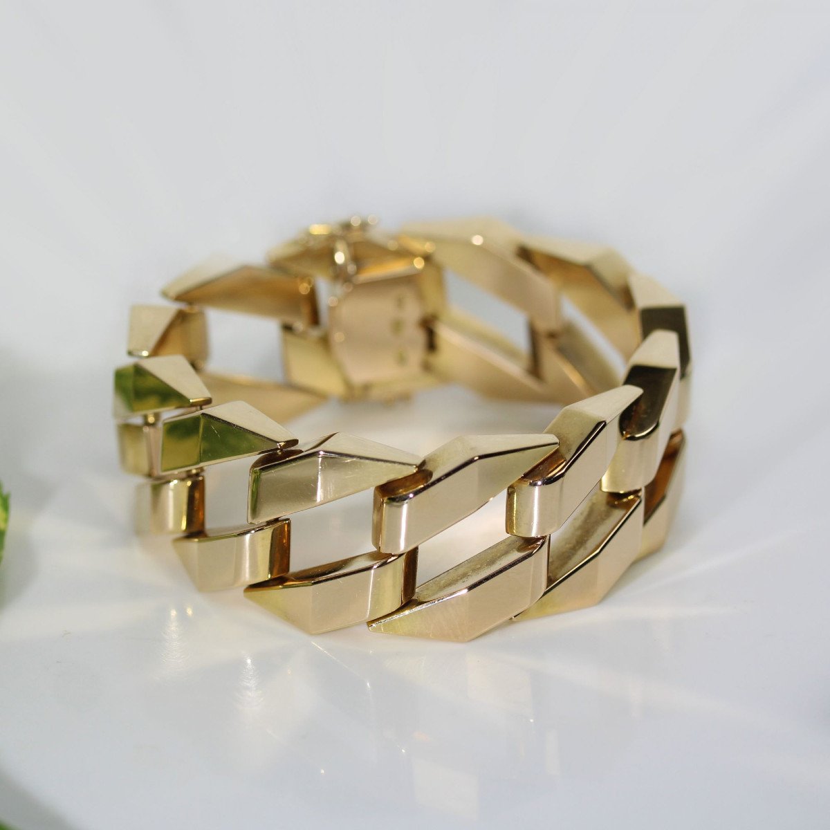 Geometric Gold Curb Bracelet-photo-3