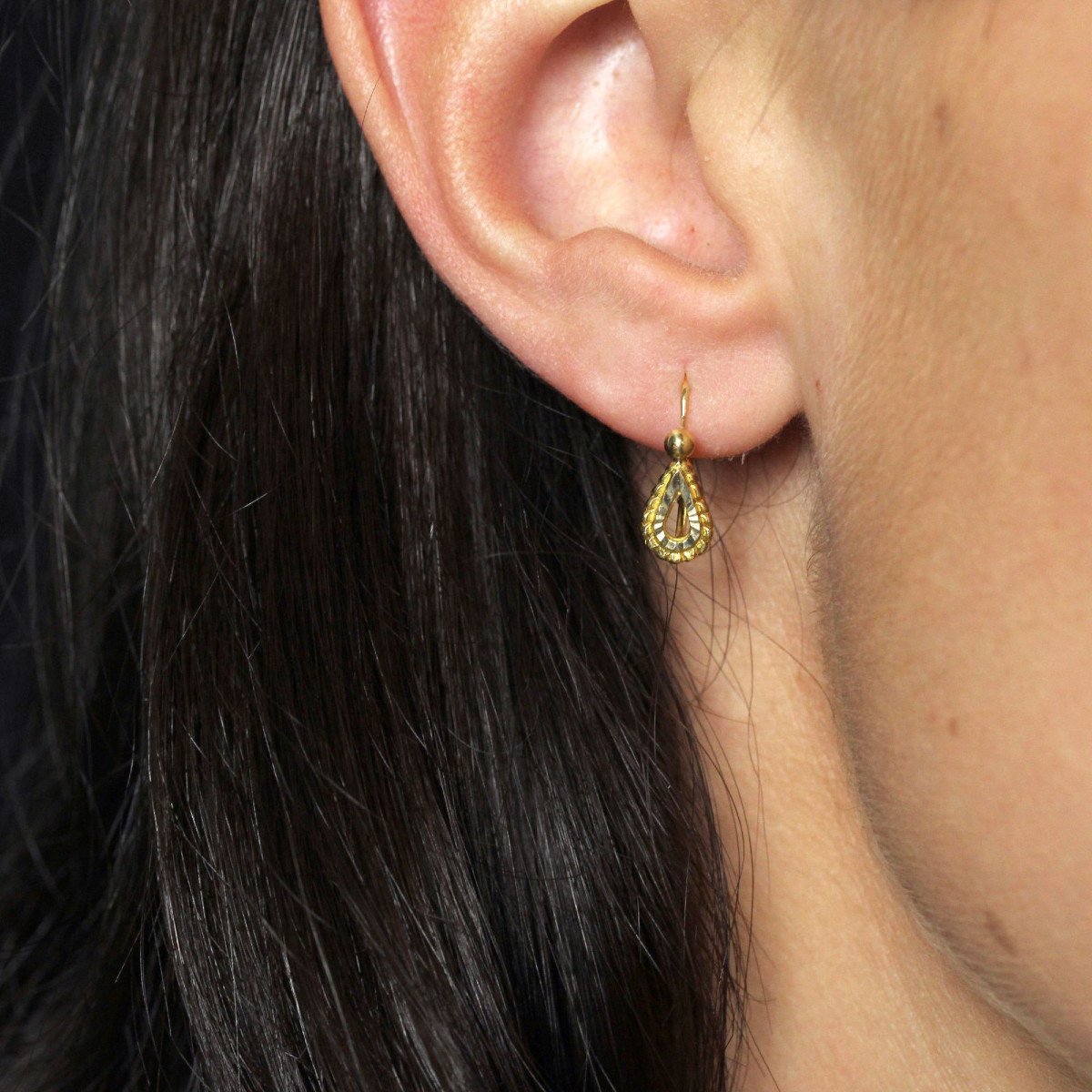 Antique Yellow Gold Sleeper Earrings-photo-2