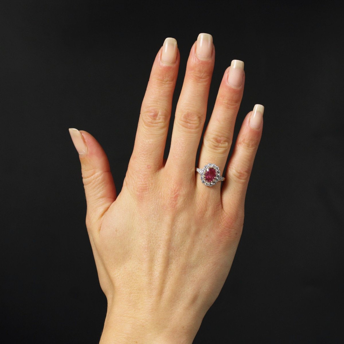 Pink Sapphire Diamond Daisy Ring-photo-2