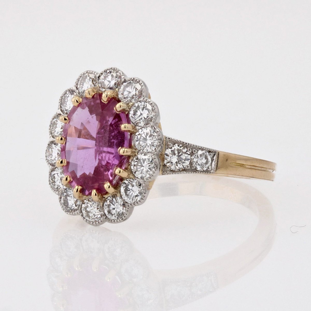 Pink Sapphire Diamond Daisy Ring-photo-4